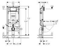 Duofix Geberit pro závěsné WC, stavební výška 112 cm, s odsáváním  111.364.00.5